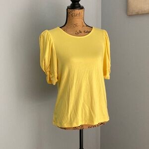 Vince Camuto NWT Yellow Top with Short Puff Sleeves Women Size M